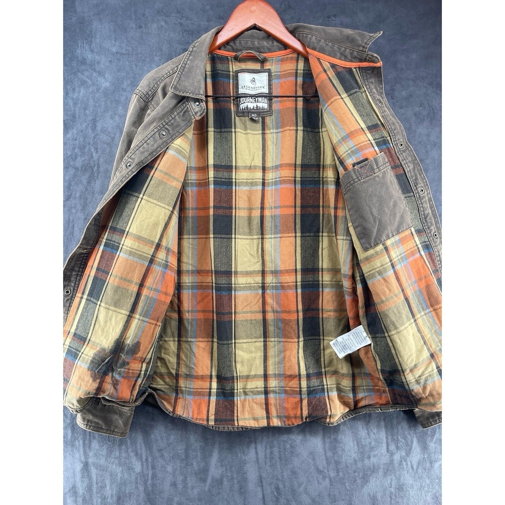 Legendary Whitetails Journeyman Jacket Shirt Mens M Waxed Plaid Lined Brown - Picture 3 of 12